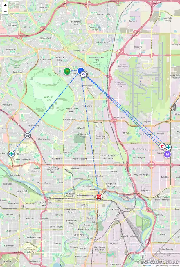 Daily accessibility map for 84 BERMUDA WY NW, Calgary showing nearby schools, grocery stores, parks, LRT stations and nearby amenities