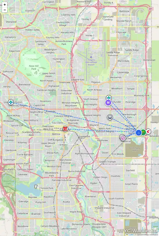 Daily accessibility map for 19 APPLEWOOD DR SE, Calgary showing nearby schools, grocery stores, parks, LRT stations and nearby amenities