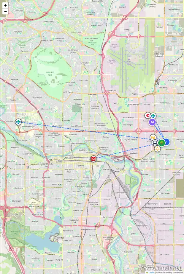Daily accessibility map for 4423 MARLBOROUGH DR NE, Calgary showing nearby schools, grocery stores, parks, LRT stations and nearby amenities