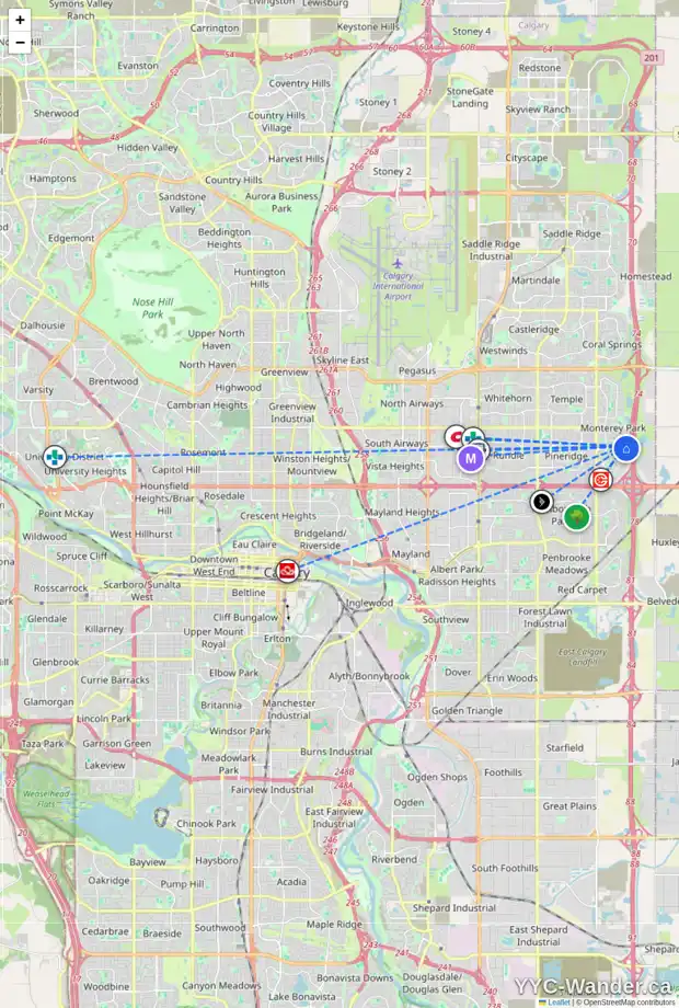 Daily accessibility map for 91 DEL RAY CL NE, Calgary showing nearby schools, grocery stores, parks, LRT stations and nearby amenities