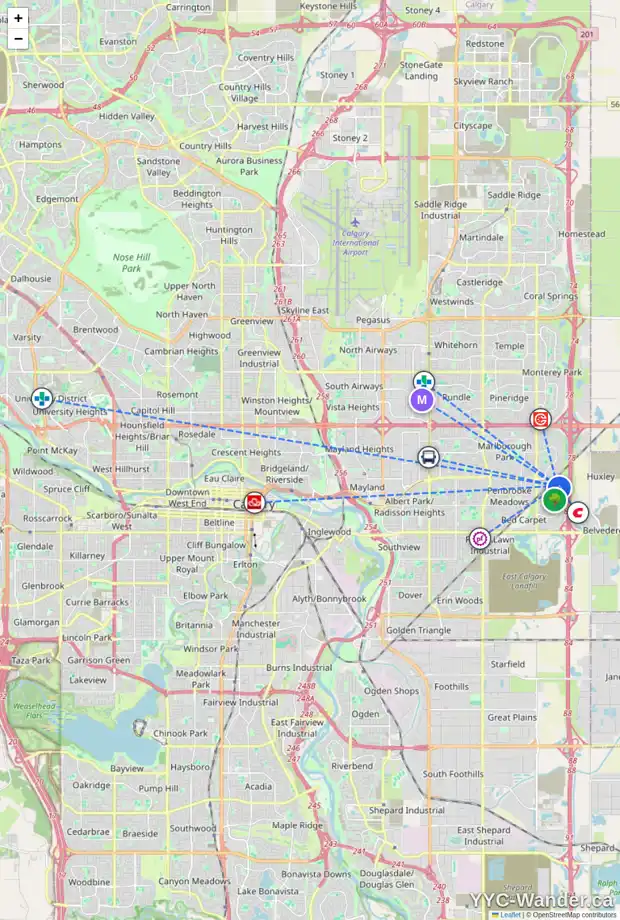 Daily accessibility map for 252 APPLEGLEN PA SE, Calgary showing nearby schools, grocery stores, parks, LRT stations and nearby amenities