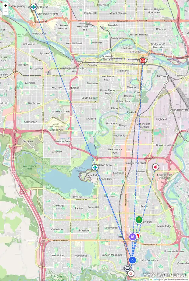 Daily accessibility map for 12440 LAKE FRASER WY SE, Calgary showing nearby schools, grocery stores, parks, LRT stations and nearby amenities