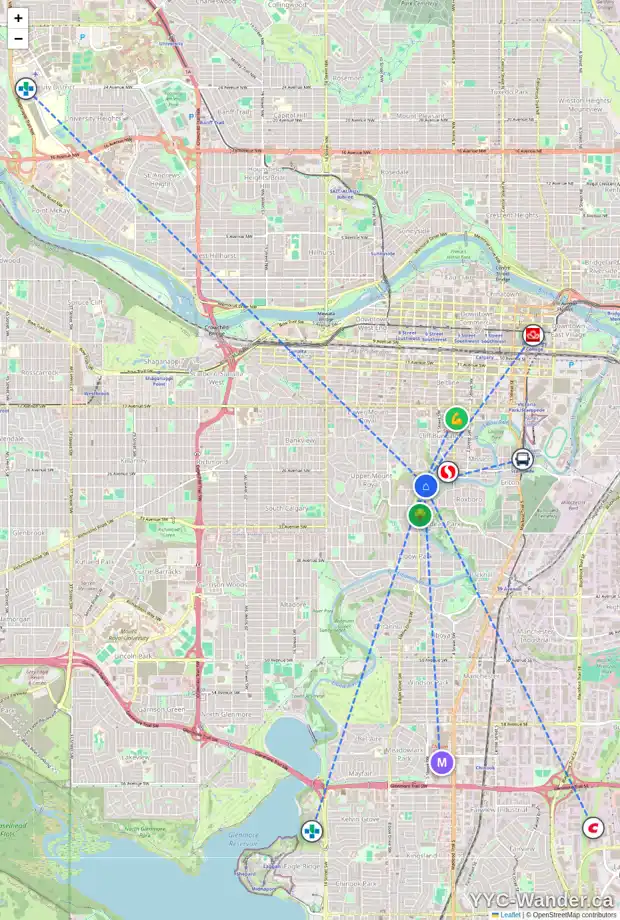 Daily accessibility map for 109 GARDEN CR SW, Calgary showing nearby schools, grocery stores, parks, LRT stations and nearby amenities