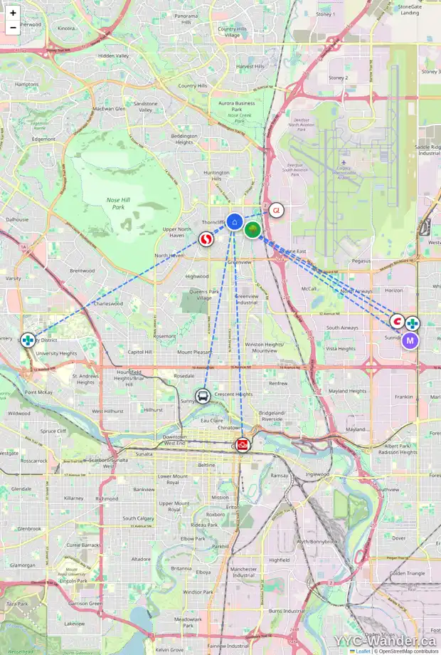 Daily accessibility map for 6135 TWEED ST NE, Calgary showing nearby schools, grocery stores, parks, LRT stations and nearby amenities