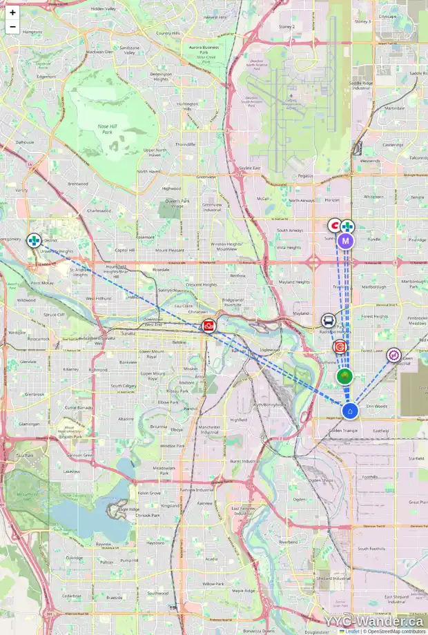 Daily accessibility map for 295 DOVERVIEW CR SE, Calgary showing nearby schools, grocery stores, parks, LRT stations and nearby amenities