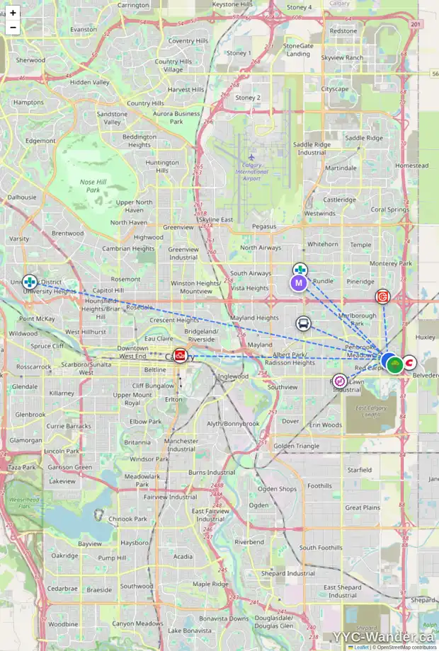 Daily accessibility map for 128 APPLEWOOD WY SE, Calgary showing nearby schools, grocery stores, parks, LRT stations and nearby amenities