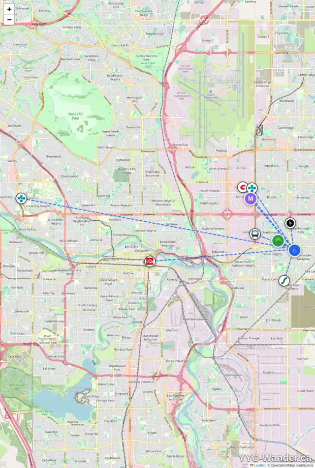 Daily accessibility map for 95 PENWORTH CR SE, Calgary showing nearby schools, grocery stores, parks, LRT stations and nearby amenities