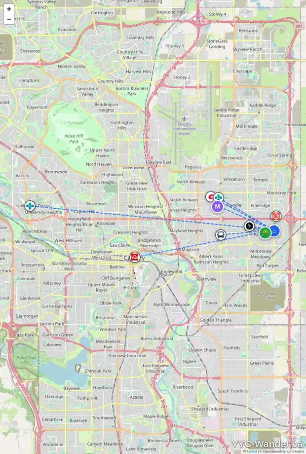 Daily accessibility map for 1003 MAITLAND WY NE, Calgary showing nearby schools, grocery stores, parks, LRT stations and nearby amenities