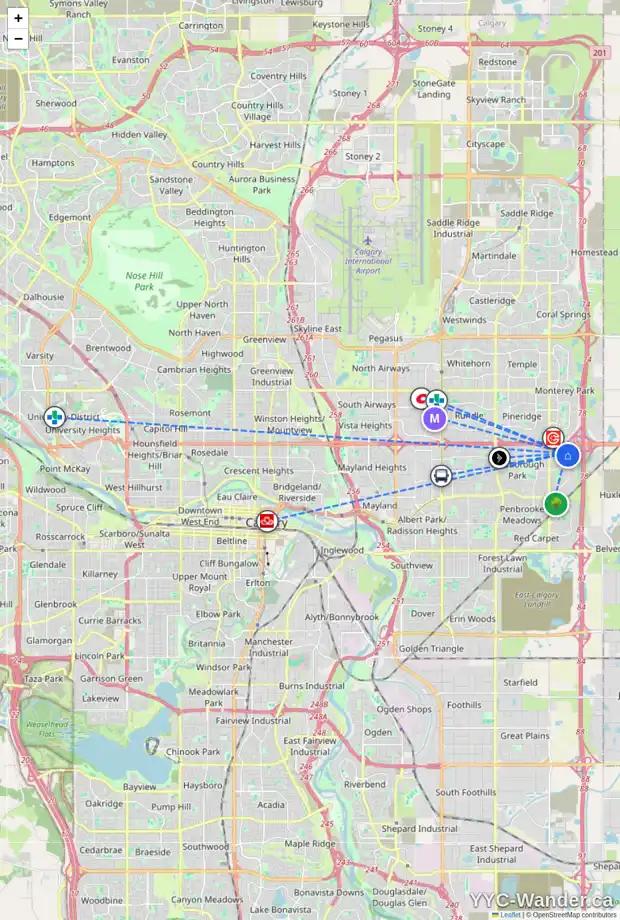 Daily accessibility map for 71 ABINGDON CR NE, Calgary showing nearby schools, grocery stores, parks, LRT stations and nearby amenities