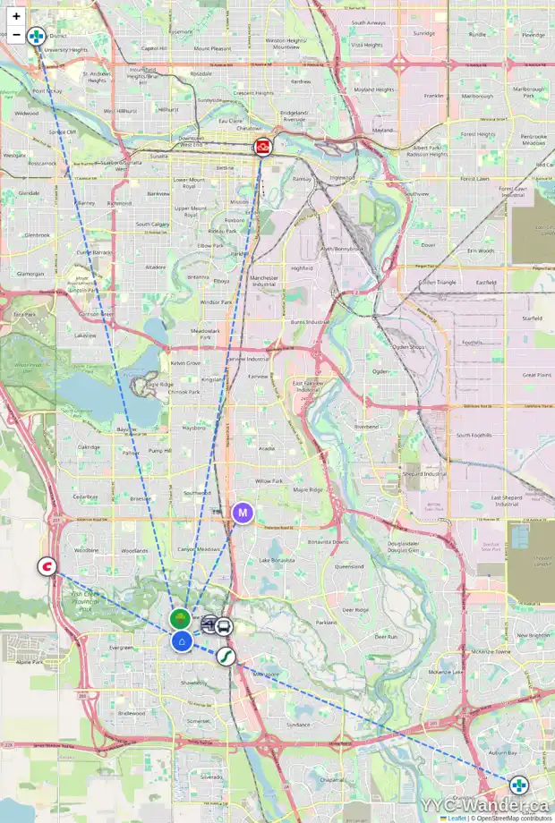 Daily accessibility map for 1207 MILLVIEW DR SW, Calgary showing nearby schools, grocery stores, parks, LRT stations and nearby amenities