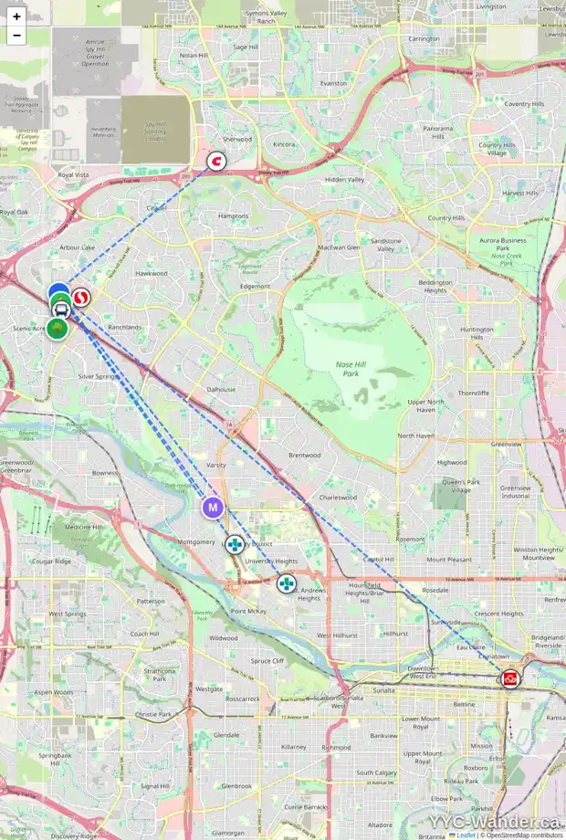 Daily accessibility map for 118 33 ARBOUR GROVE CL NW, Calgary showing nearby schools, grocery stores, parks, LRT stations and nearby amenities