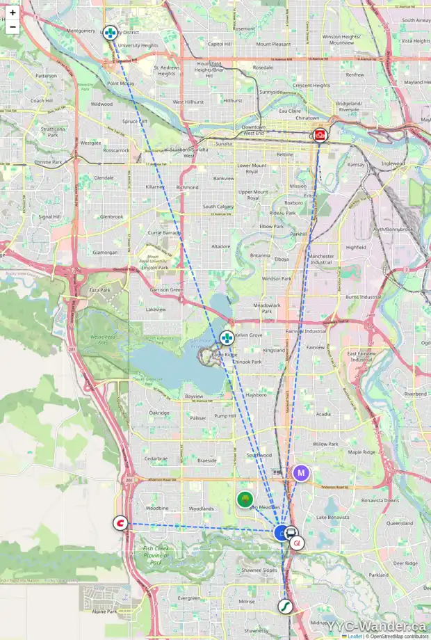 Daily accessibility map for 755 130 AV SW, Calgary showing nearby schools, grocery stores, parks, LRT stations and nearby amenities
