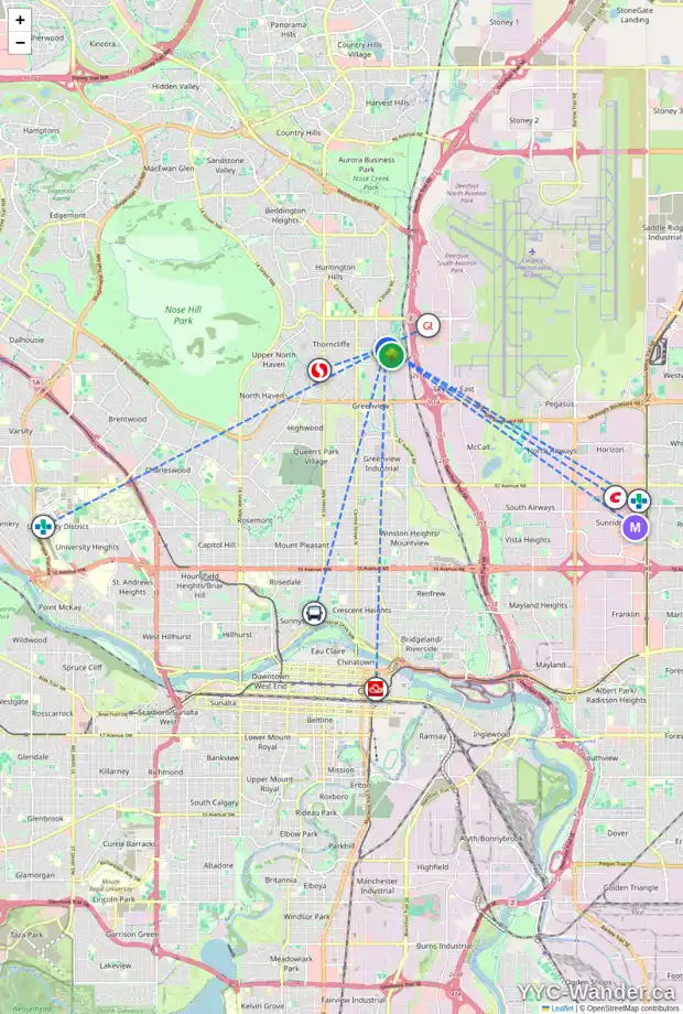 Daily accessibility map for 22 BLACKTHORN PL NE, Calgary showing nearby schools, grocery stores, parks, LRT stations and nearby amenities