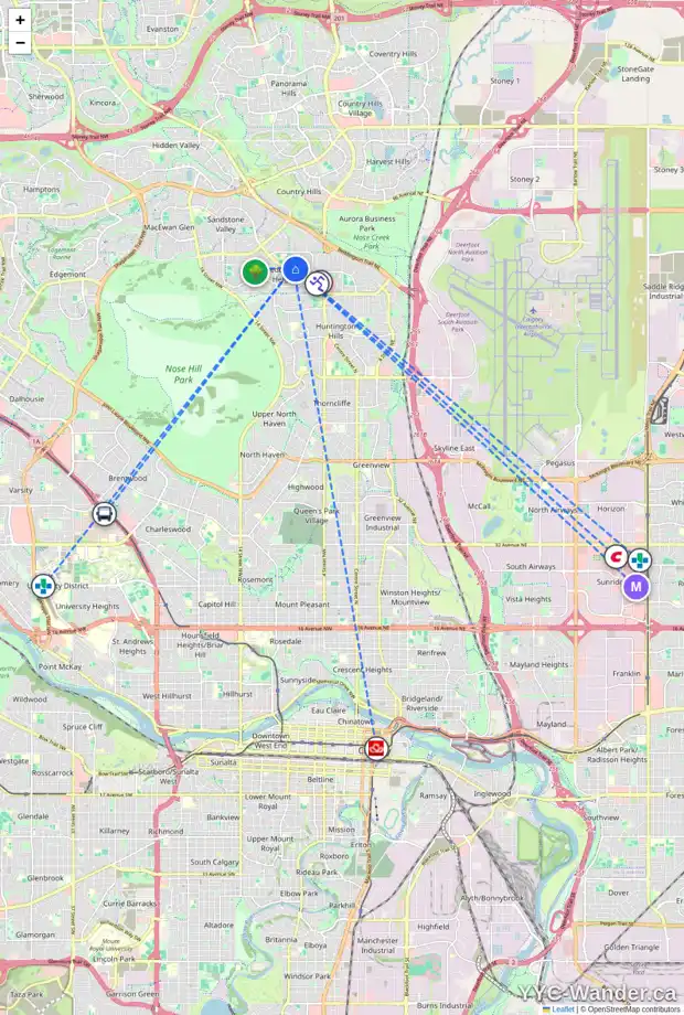 Daily accessibility map for 143 BERMUDA CL NW, Calgary showing nearby schools, grocery stores, parks, LRT stations and nearby amenities