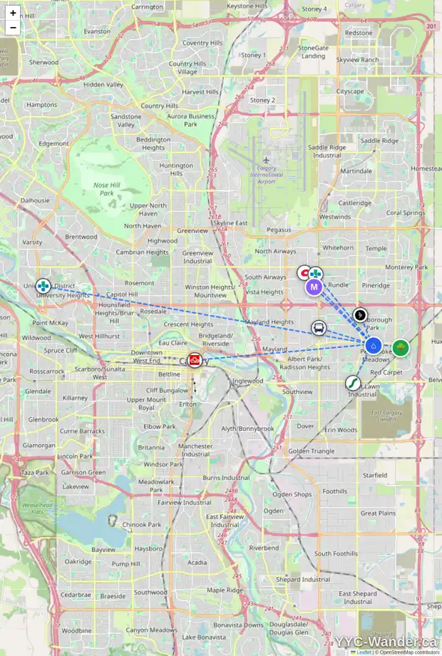 Daily accessibility map for 204 PENWORTH DR SE, Calgary showing nearby schools, grocery stores, parks, LRT stations and nearby amenities
