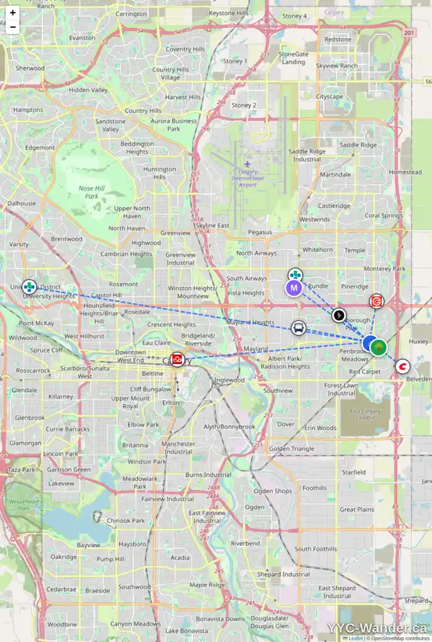 Daily accessibility map for 348 MALVERN CL NE, Calgary showing nearby schools, grocery stores, parks, LRT stations and nearby amenities
