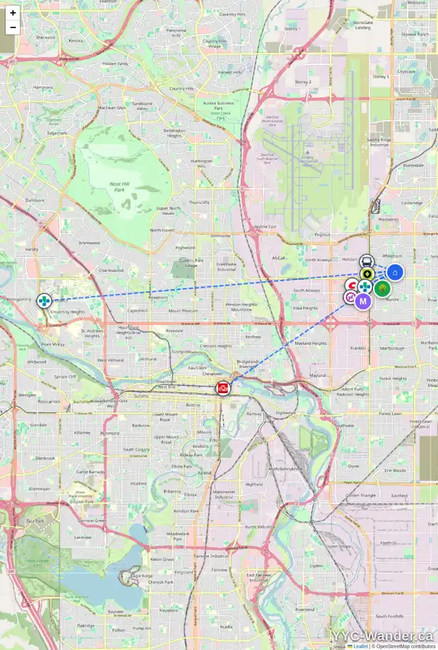 Daily accessibility map for 159 WHITEVIEW CL NE, Calgary showing nearby schools, grocery stores, parks, LRT stations and nearby amenities