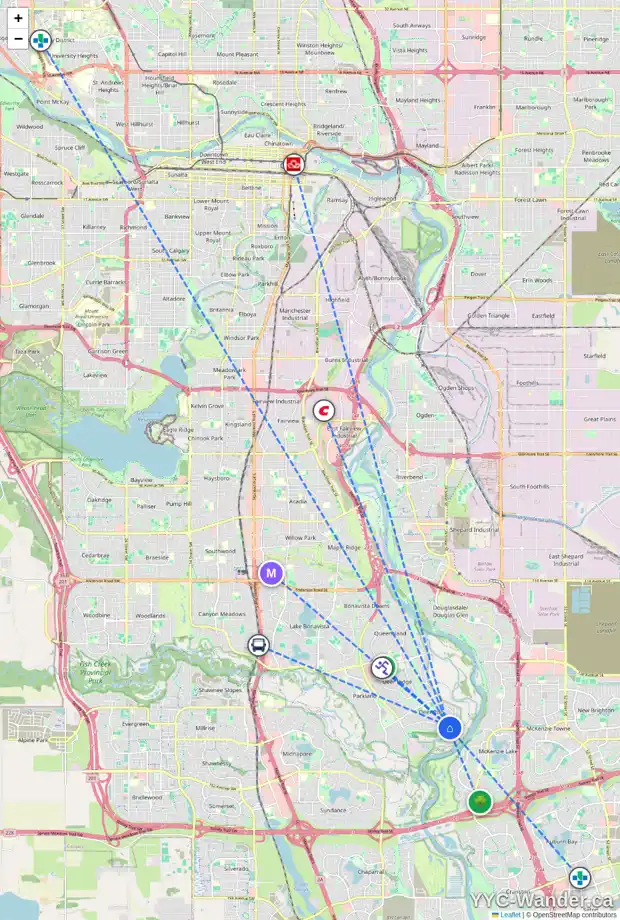 Daily accessibility map for 503 DEER SIDE PL SE, Calgary showing nearby schools, grocery stores, parks, LRT stations and nearby amenities