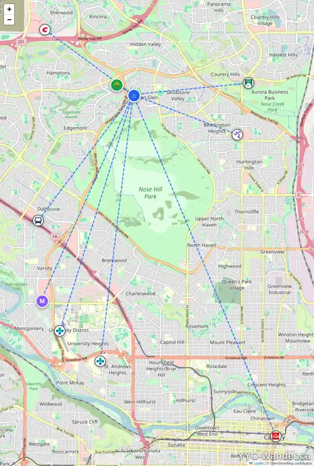Daily accessibility map for 29 MACEWAN PARK CL NW, Calgary showing nearby schools, grocery stores, parks, LRT stations and nearby amenities