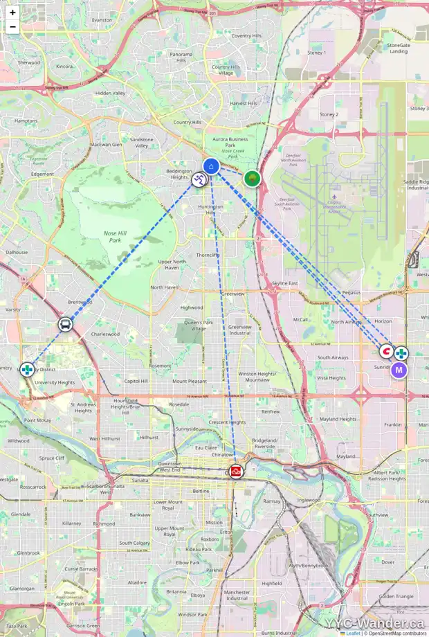 Daily accessibility map for 31 BEDDINGTON CR NE, Calgary showing nearby schools, grocery stores, parks, LRT stations and nearby amenities