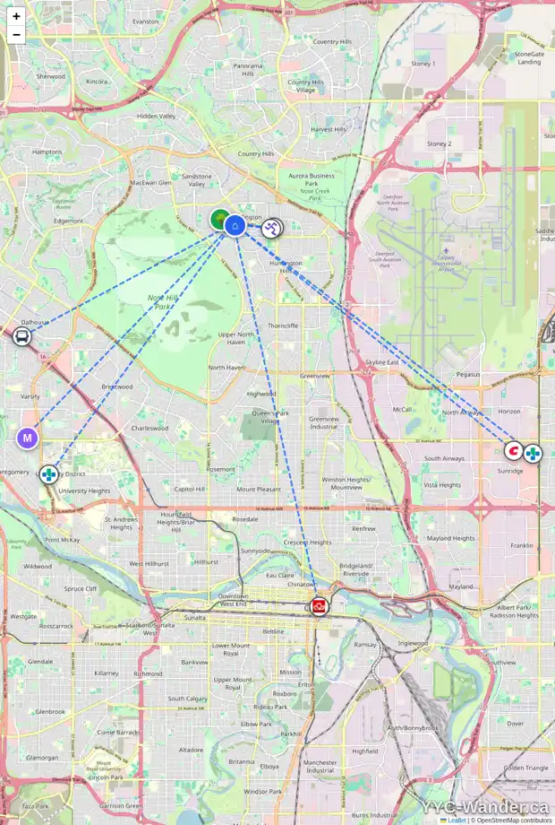 Daily accessibility map for 143 BERWICK WY NW, Calgary showing nearby schools, grocery stores, parks, LRT stations and nearby amenities