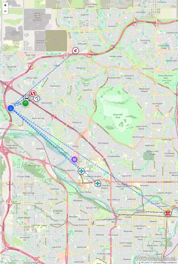 Daily accessibility map for 135 SCHILLER CR NW, Calgary showing nearby schools, grocery stores, parks, LRT stations and nearby amenities
