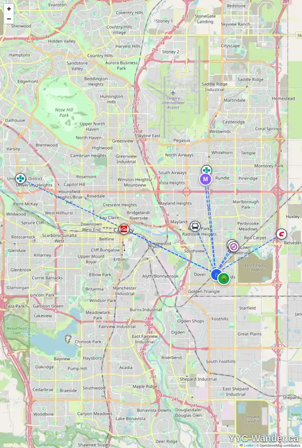 Daily accessibility map for 120 ERIN DALE CR SE, Calgary showing nearby schools, grocery stores, parks, LRT stations and nearby amenities