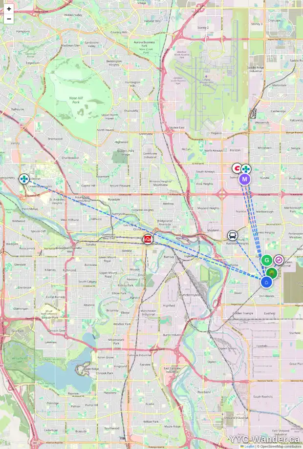 Daily accessibility map for 3108 DOVERVILLE CR SE, Calgary showing nearby schools, grocery stores, parks, LRT stations and nearby amenities