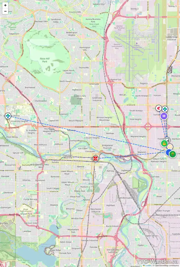 Daily accessibility map for 10 FONDA CR SE, Calgary showing nearby schools, grocery stores, parks, LRT stations and nearby amenities