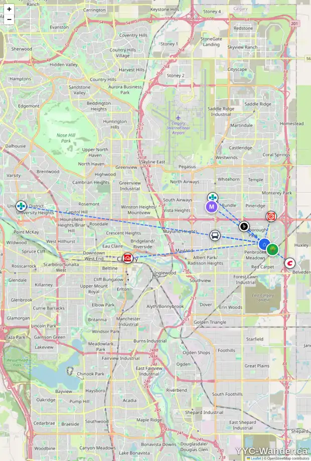 Daily accessibility map for 119 MALVERN DR NE, Calgary showing nearby schools, grocery stores, parks, LRT stations and nearby amenities