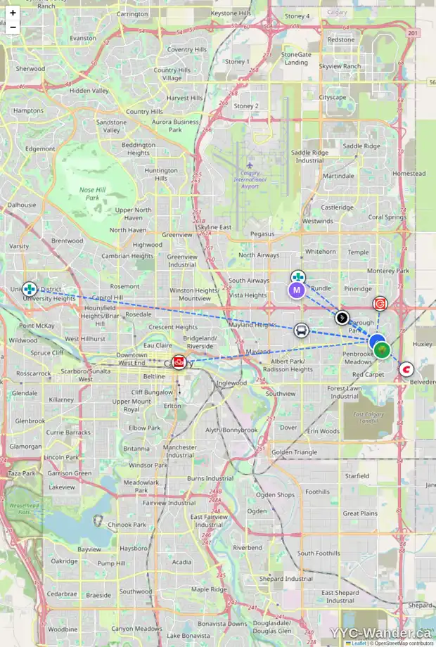 Daily accessibility map for 119 MALVERN CO NE, Calgary showing nearby schools, grocery stores, parks, LRT stations and nearby amenities