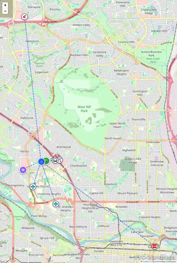 Daily accessibility map for 4 VARDELL PL NW, Calgary showing nearby schools, grocery stores, parks, LRT stations and nearby amenities