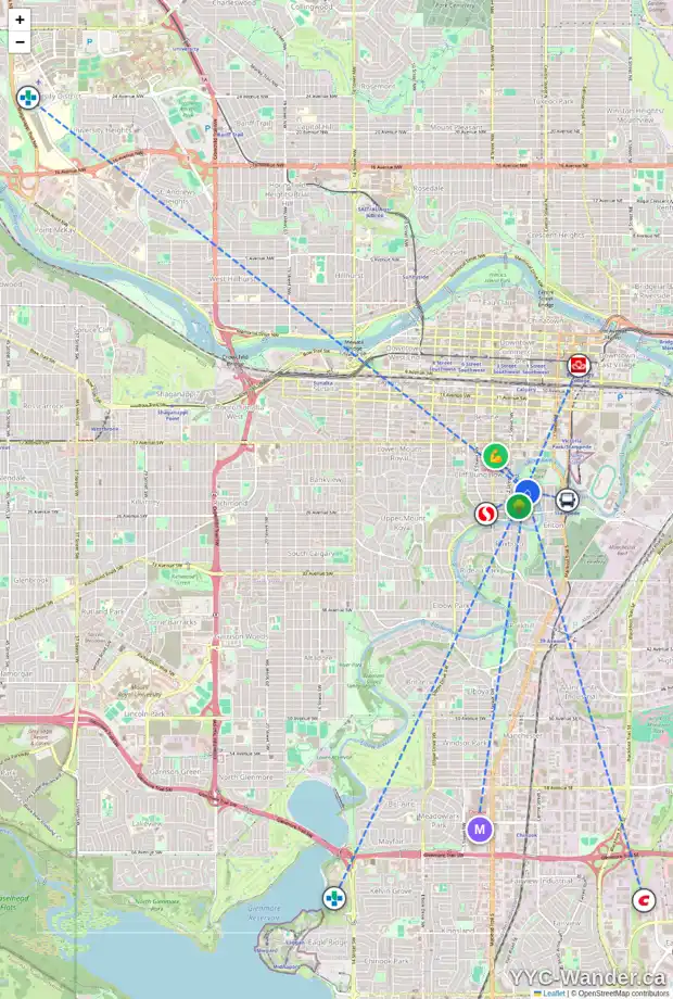 Daily accessibility map for 313 2204 1 ST SW, Calgary showing nearby schools, grocery stores, parks, LRT stations and nearby amenities