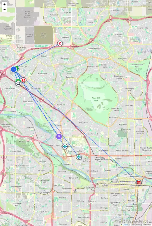 Daily accessibility map for 41 ARBOUR STONE RI NW, Calgary showing nearby schools, grocery stores, parks, LRT stations and nearby amenities