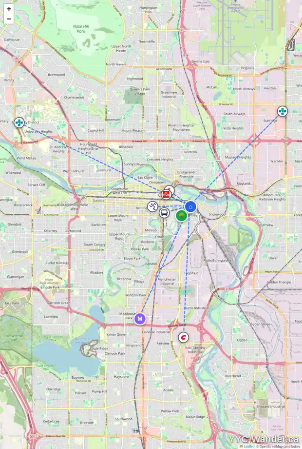 Daily accessibility map for 828 MACDONALD AV SE, Calgary showing nearby schools, grocery stores, parks, LRT stations and nearby amenities