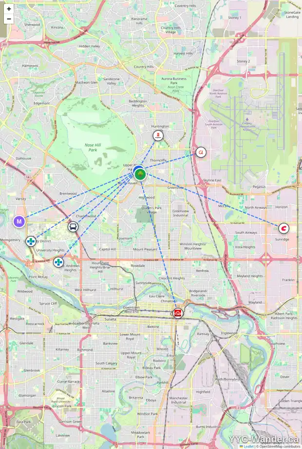 Daily accessibility map for 448 NORFOLK WY NW, Calgary showing nearby schools, grocery stores, parks, LRT stations and nearby amenities