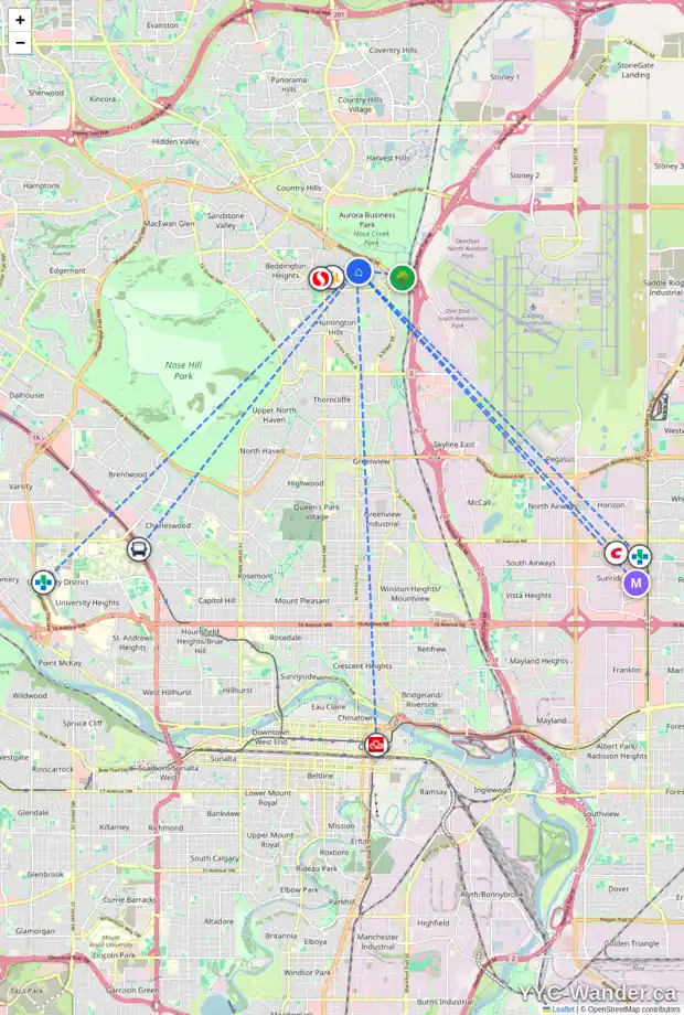 Daily accessibility map for 24 BEDDINGTON PL NE, Calgary showing nearby schools, grocery stores, parks, LRT stations and nearby amenities