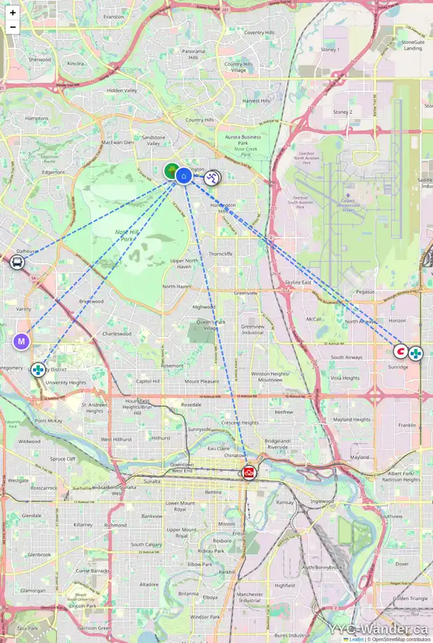 Daily accessibility map for 145 BERWICK WY NW, Calgary showing nearby schools, grocery stores, parks, LRT stations and nearby amenities