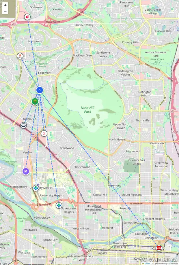 Daily accessibility map for 3947 EDENSTONE RD NW, Calgary showing nearby schools, grocery stores, parks, LRT stations and nearby amenities