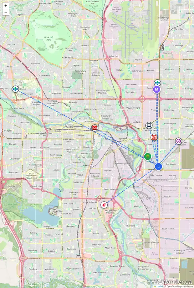 Daily accessibility map for 303 DOVERVIEW CR SE, Calgary showing nearby schools, grocery stores, parks, LRT stations and nearby amenities