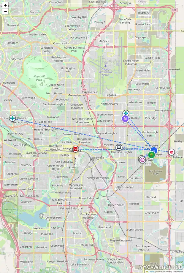 Daily accessibility map for 6205 PENBROOKE DR SE, Calgary showing nearby schools, grocery stores, parks, LRT stations and nearby amenities