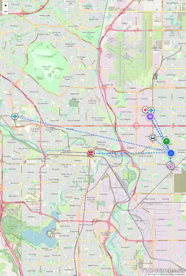 Daily accessibility map for 715 FORTALICE CR SE, Calgary showing nearby schools, grocery stores, parks, LRT stations and nearby amenities