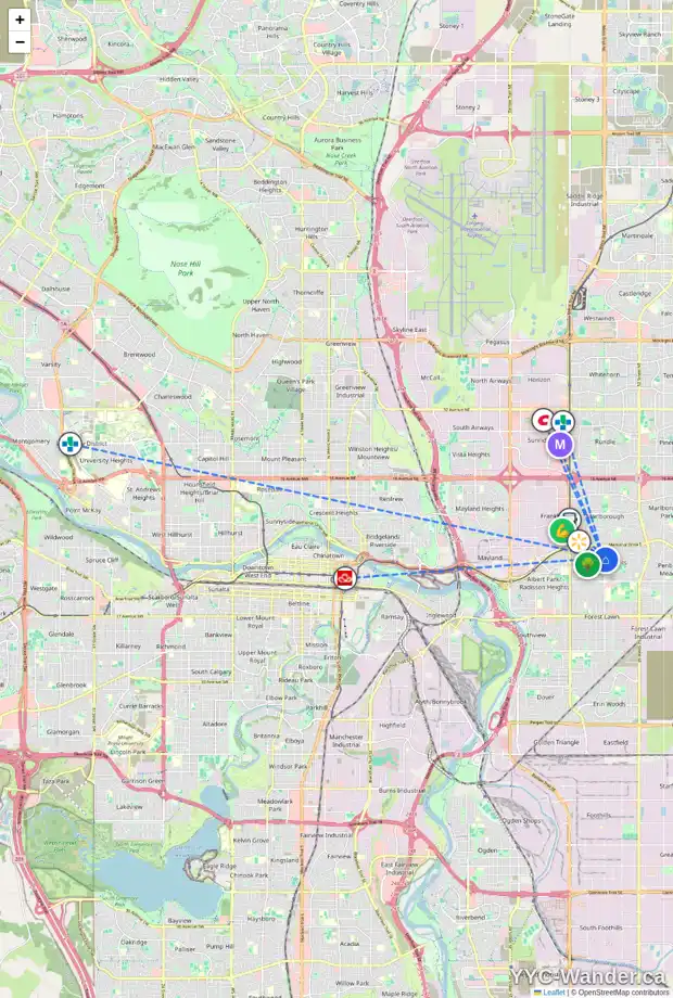 Daily accessibility map for 307 44 ST SE, Calgary showing nearby schools, grocery stores, parks, LRT stations and nearby amenities