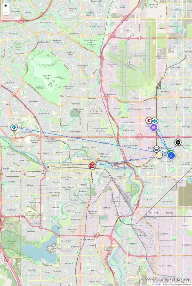 Daily accessibility map for 4720 MARBURY PL NE, Calgary showing nearby schools, grocery stores, parks, LRT stations and nearby amenities