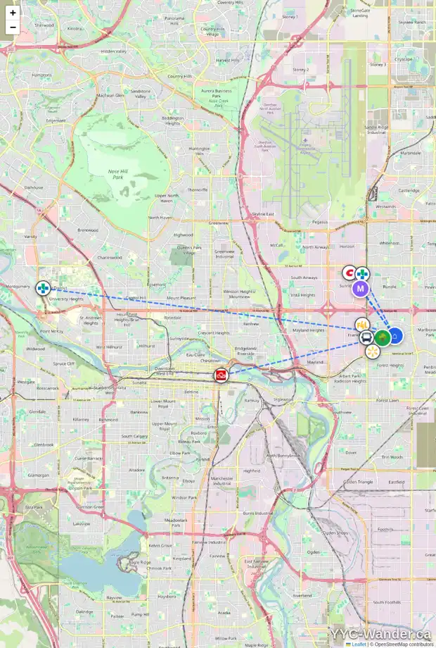 Daily accessibility map for 4607 MARLBOROUGH DR NE, Calgary showing nearby schools, grocery stores, parks, LRT stations and nearby amenities