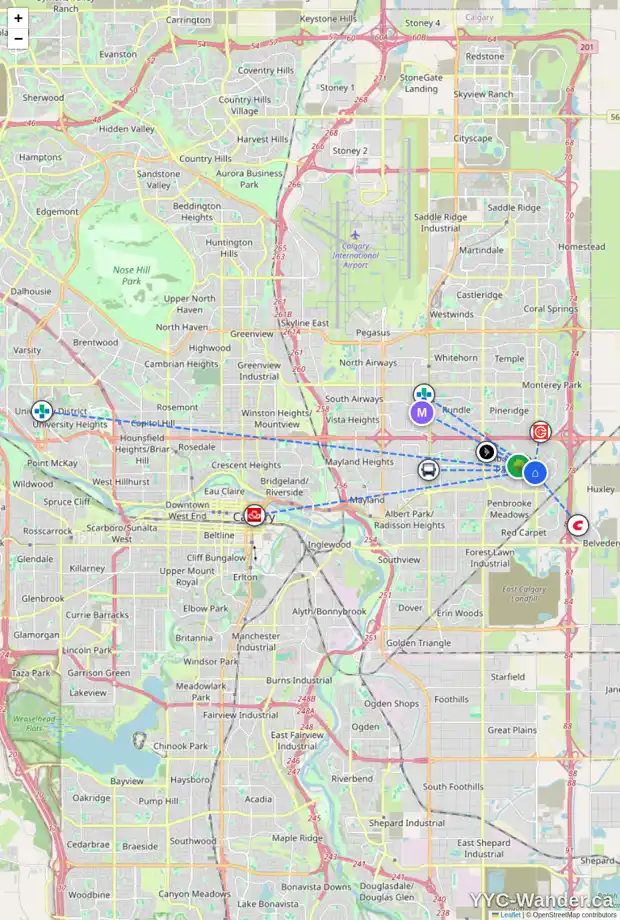 Daily accessibility map for 648 MALVERN DR NE, Calgary showing nearby schools, grocery stores, parks, LRT stations and nearby amenities