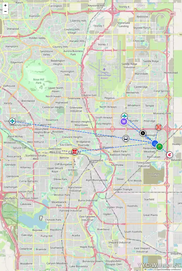 Daily accessibility map for 123 MALVERN DR NE, Calgary showing nearby schools, grocery stores, parks, LRT stations and nearby amenities