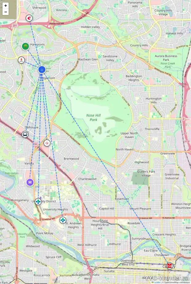 Daily accessibility map for 4061 EDGEVALLEY LD NW, Calgary showing nearby schools, grocery stores, parks, LRT stations and nearby amenities