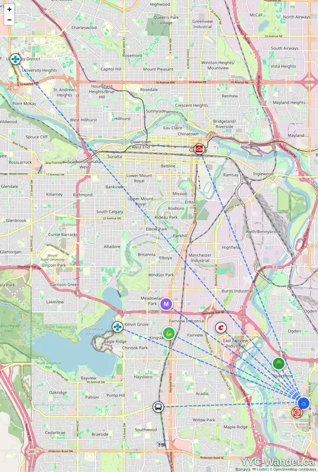 Daily accessibility map for 193 RIVER ROCK PL SE, Calgary showing nearby schools, grocery stores, parks, LRT stations and nearby amenities