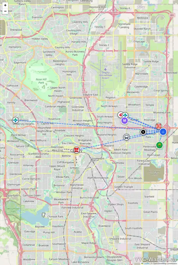 Daily accessibility map for 940 ABBOTSFORD DR NE, Calgary showing nearby schools, grocery stores, parks, LRT stations and nearby amenities